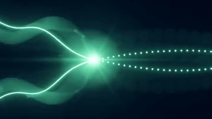 A single bright node with an ordered line of light points running from it